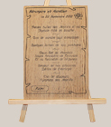 Gravure en bois d'un menu de mariage